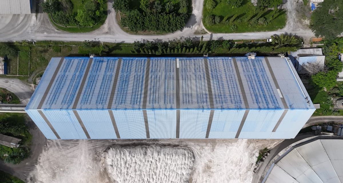 Aerial view of a Soliva rooftop solar installation